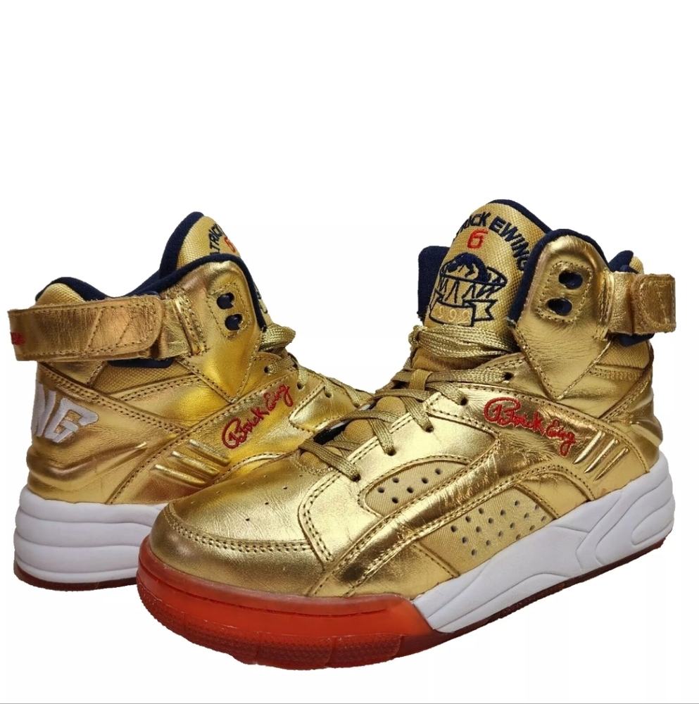 PATRICK EWING Eclipse 'Gold Medal' Sz 8 Metallic Gold Leather 1EW90151-732